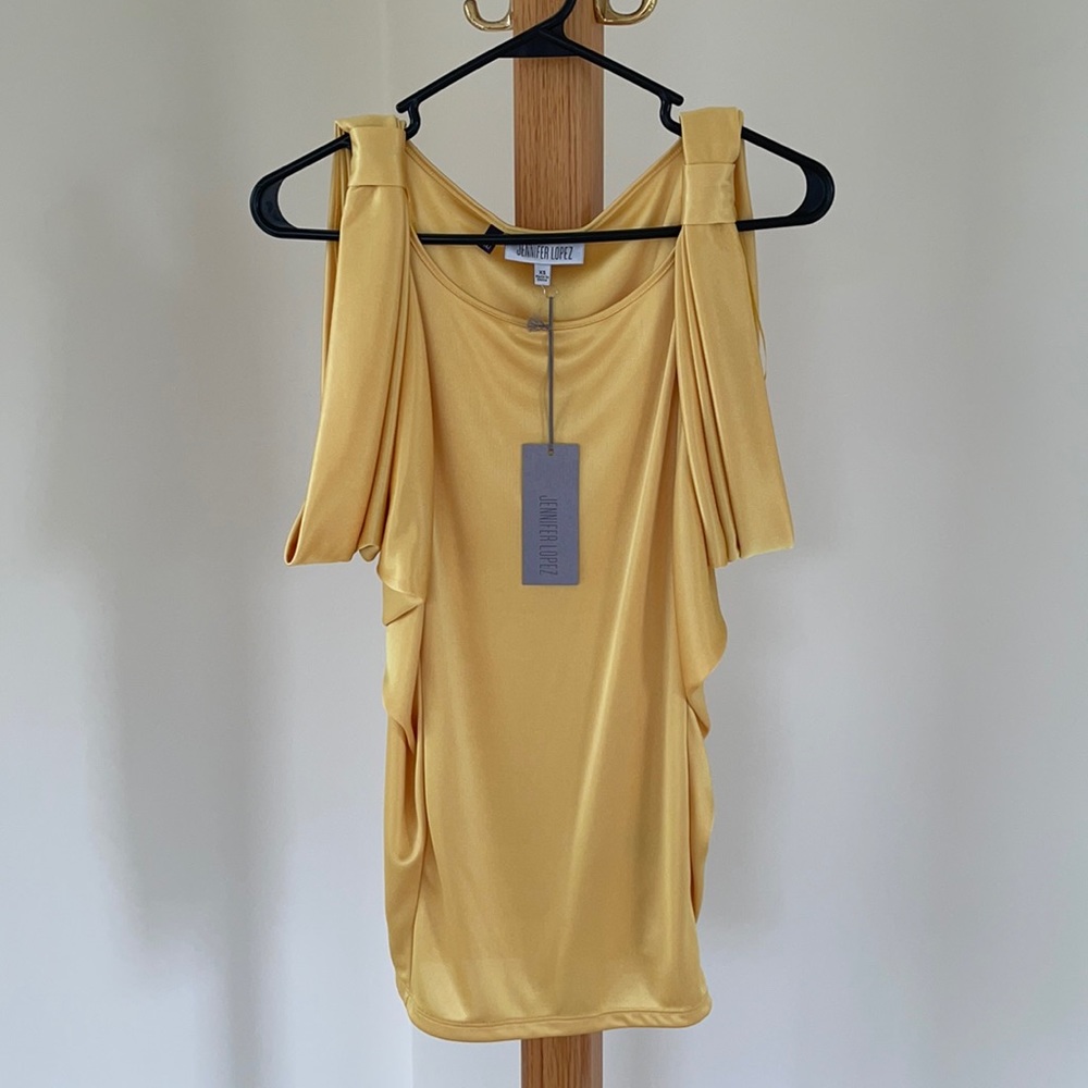 Yellow Satiny Jennifer Lopez Sleeveless Top